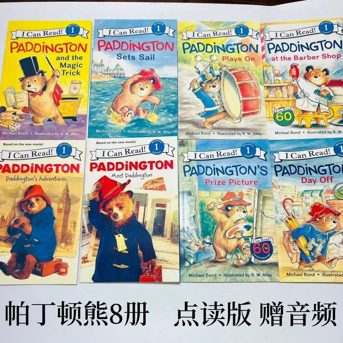 8 Books/set English Picture Book I Can Read Paddington Cartoon Storybook Kids Early Education Children's Learning Book Add Audio