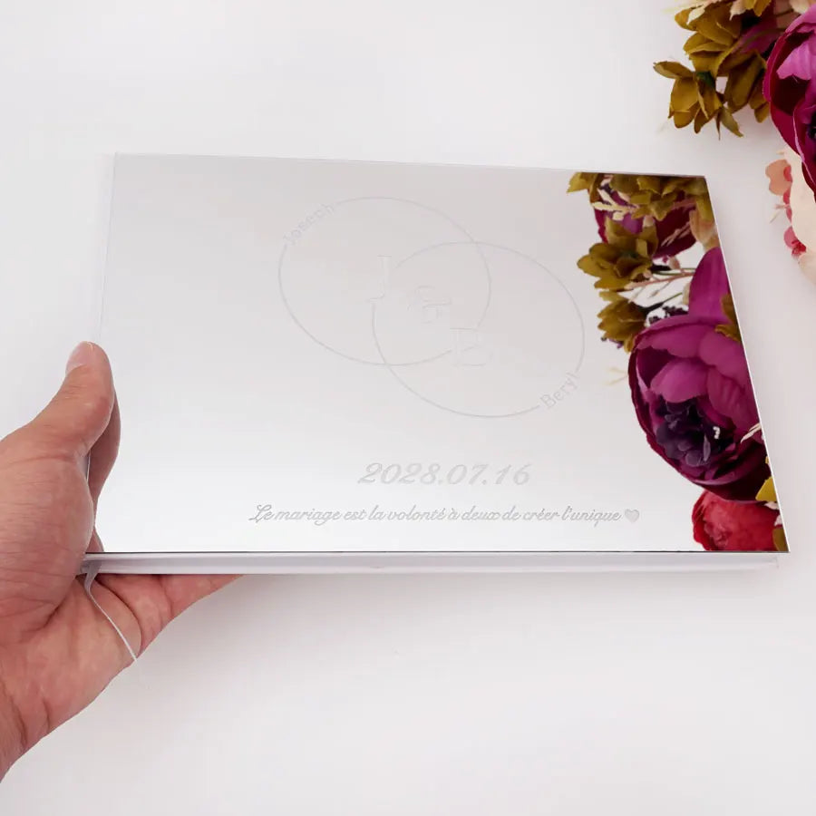25x18cm Different Styles Personalized Unique Wedding Signature Guest Book Acrylic Mirror Cover Horizontal Book For Party Decor