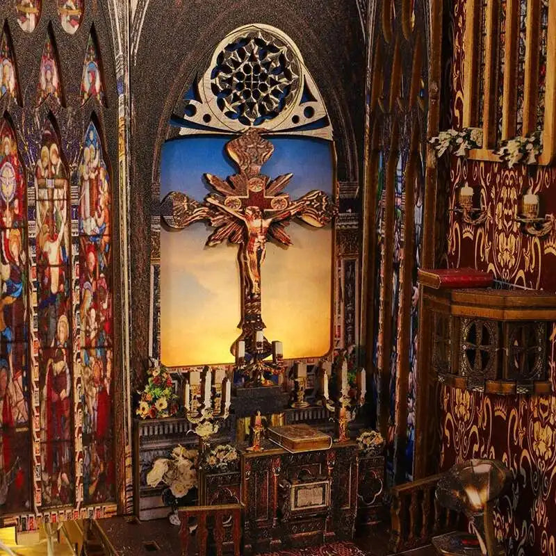 DIY Book Nook Kit Miniature Doll House With LED Light 3D Puzzle Model Building Wooden Bookshelf