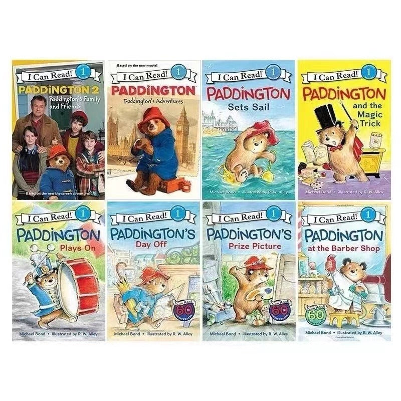 8 Books/set English Picture Book I Can Read Paddington Cartoon Storybook Kids Early Education Children's Learning Book Add Audio