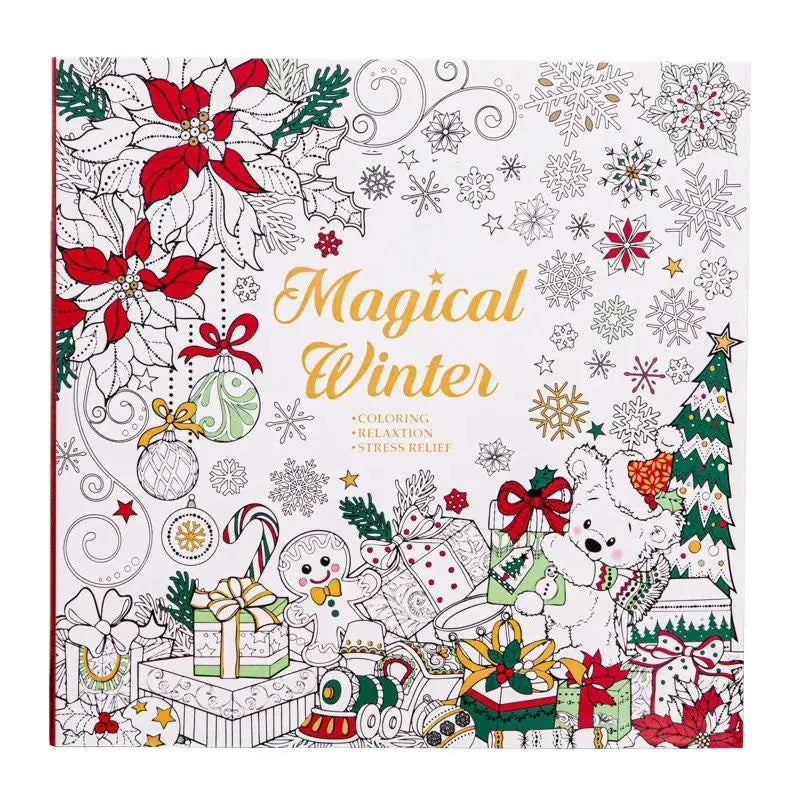 Magical Winter Coloring Book Relaxtion Stress Relief Kill Time Christmas and Winter Theme Graffiti Painting Drawing Book
