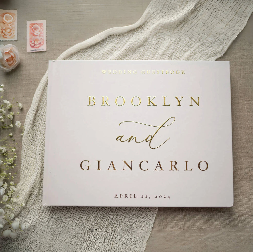 Personalized Wedding Guest Book For Engagement Bachelorette Party Birthday Bridal Shower Keepsake Book Horizontal Signature Book