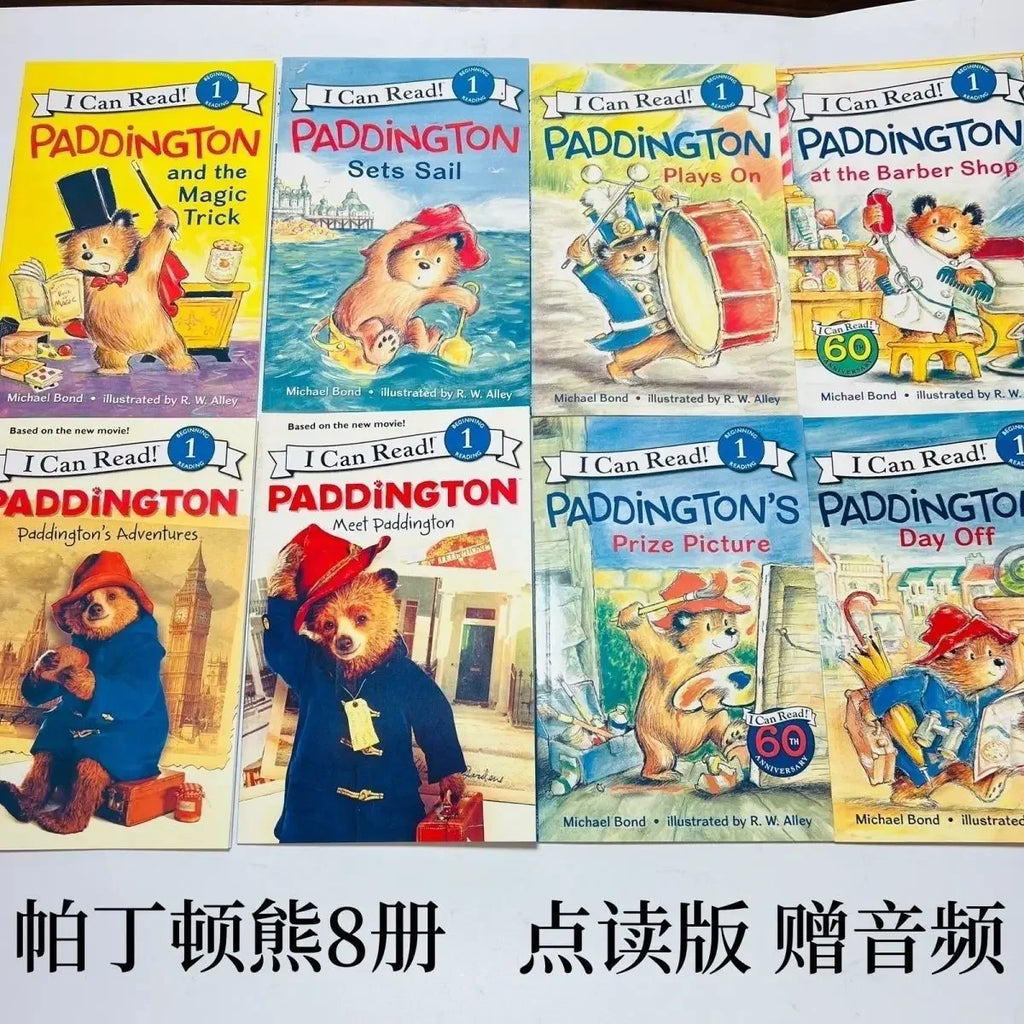 8 Books/set English Picture Book I Can Read Paddington Cartoon Storybook Kids Early Education Children's Learning Book Add Audio
