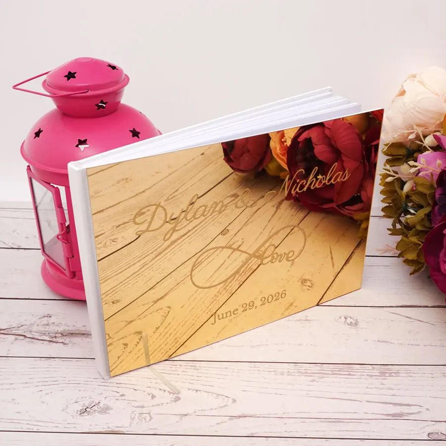 25x18cm Different Styles Personalized Unique Wedding Signature Guest Book Acrylic Mirror Cover Horizontal Book For Party Decor