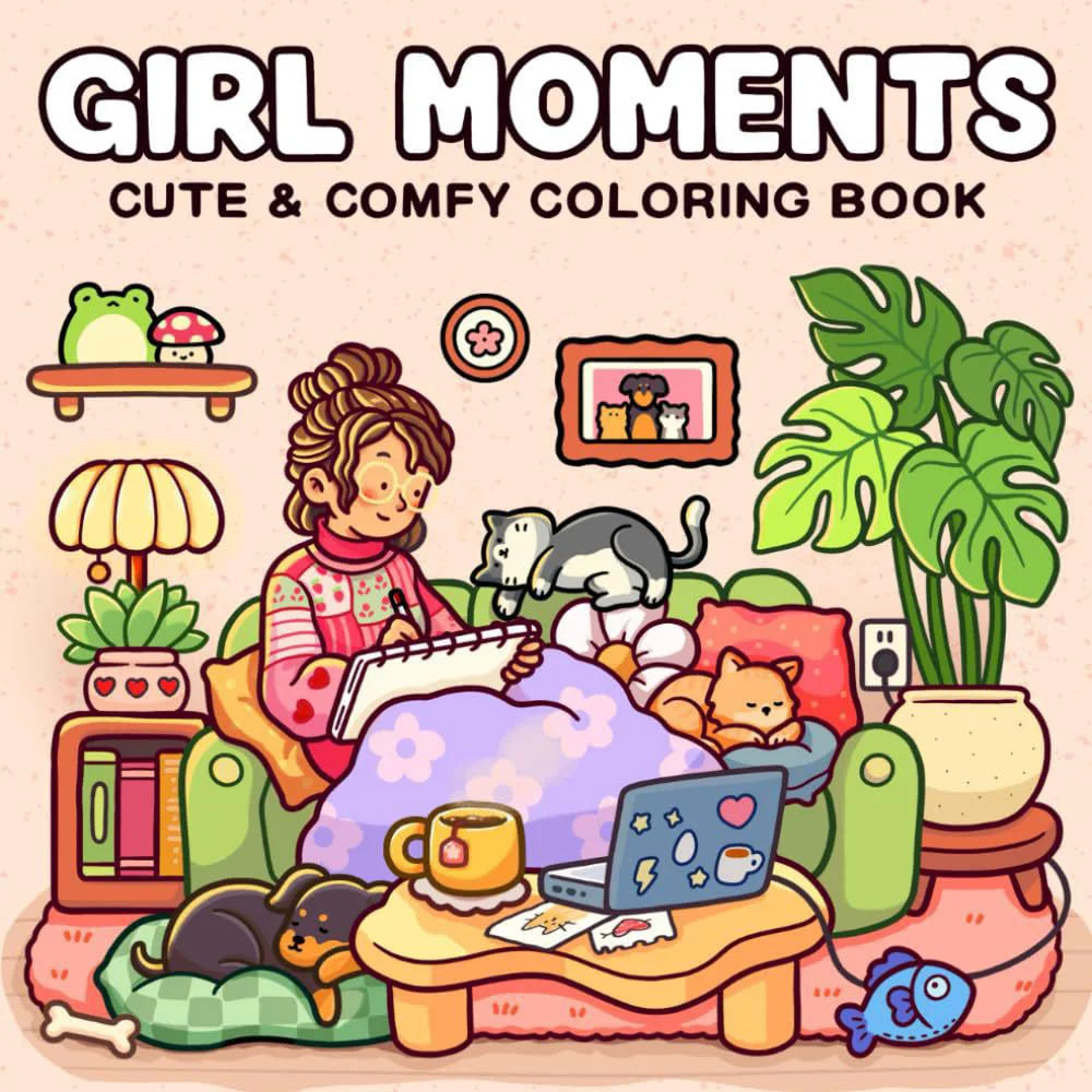1/2Pcs Interesting Graffiti Coloring Book for Adults and Teens Featuring Adorable Creatures in Cozy Hygge Moments for Relaxation