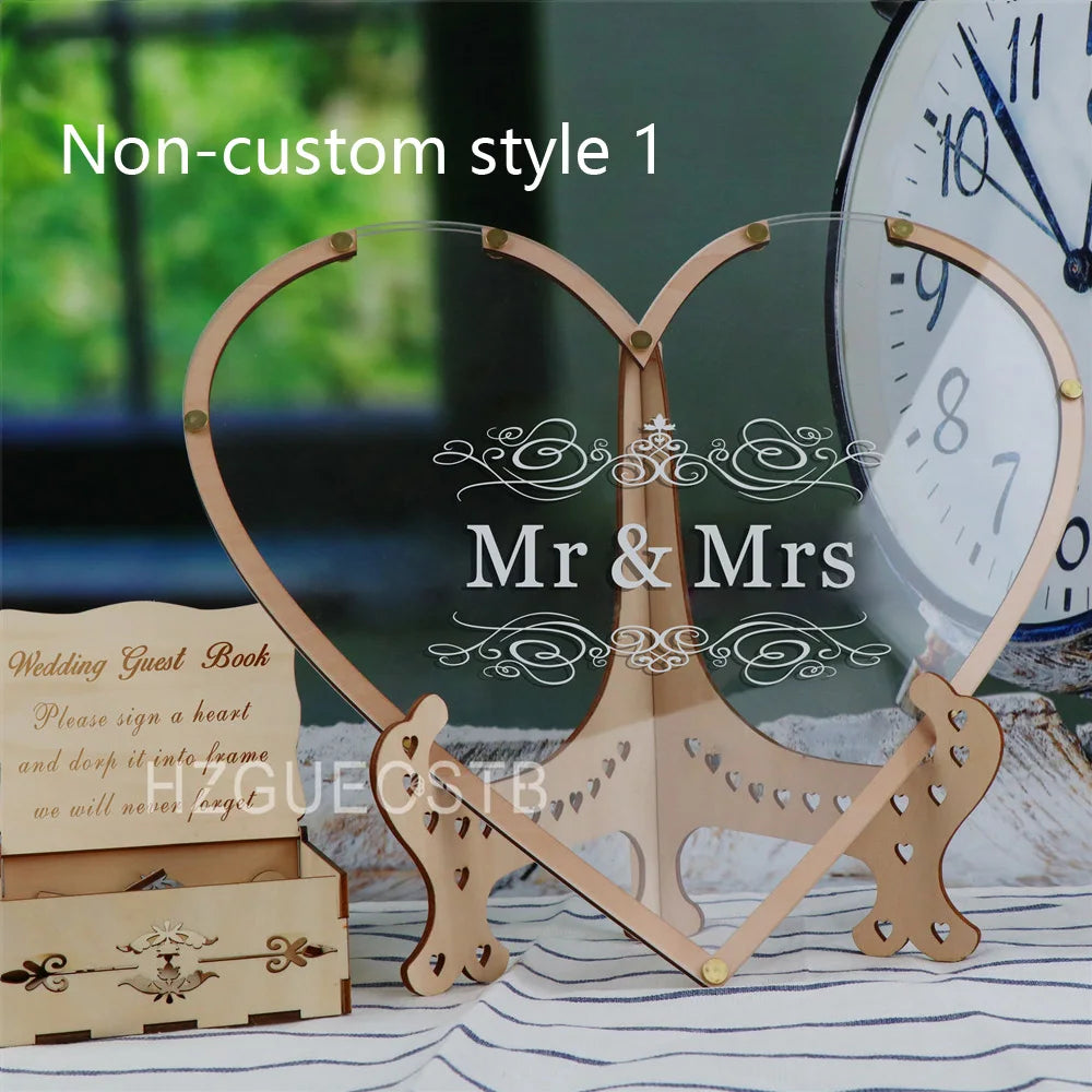Custom Heart Unique Wedding Guest Book Decoration Memory Personalized Name Drop Box Signature Acrylic Guest Book Alternative