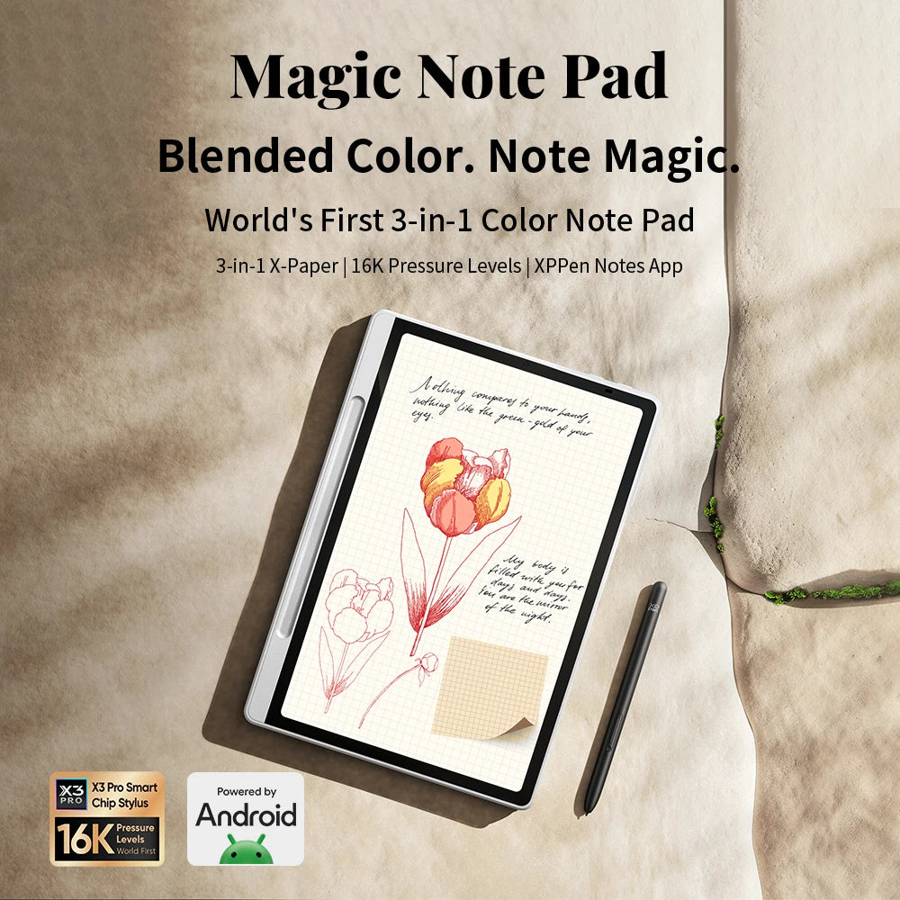 XPPen Magic Note Pad 3-in-1 Color Smart Note Book E-book Reader Android Tablet Ink Paper Light Nature Color 90HZ Refresh Rate