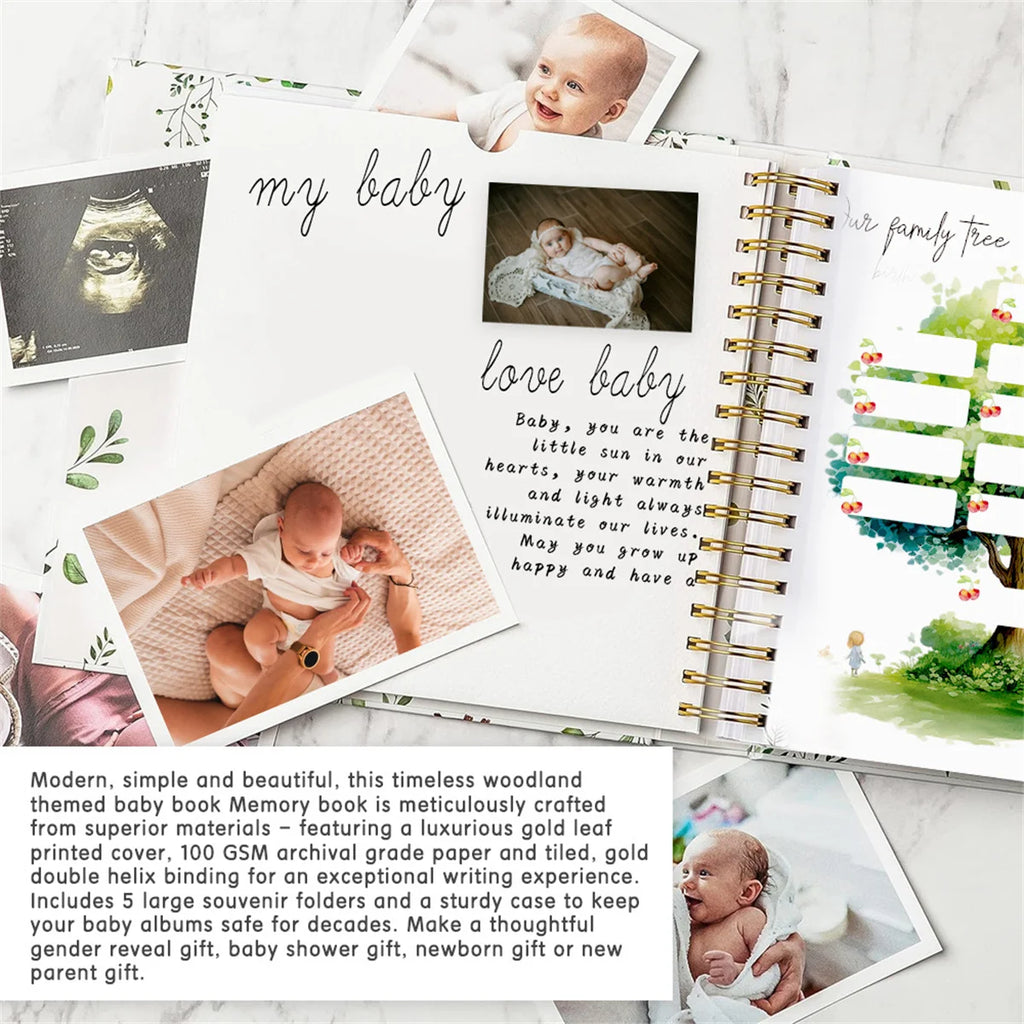 Baby Memory Book Baby Book Keepsake First 5 Years Record Milestones Photos Baby Shower Gift 100 Pages Scrapbook Photo Album