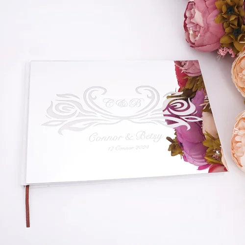 25x18cm Different Styles Personalized Unique Wedding Signature Guest Book Acrylic Mirror Cover Horizontal Book For Party Decor