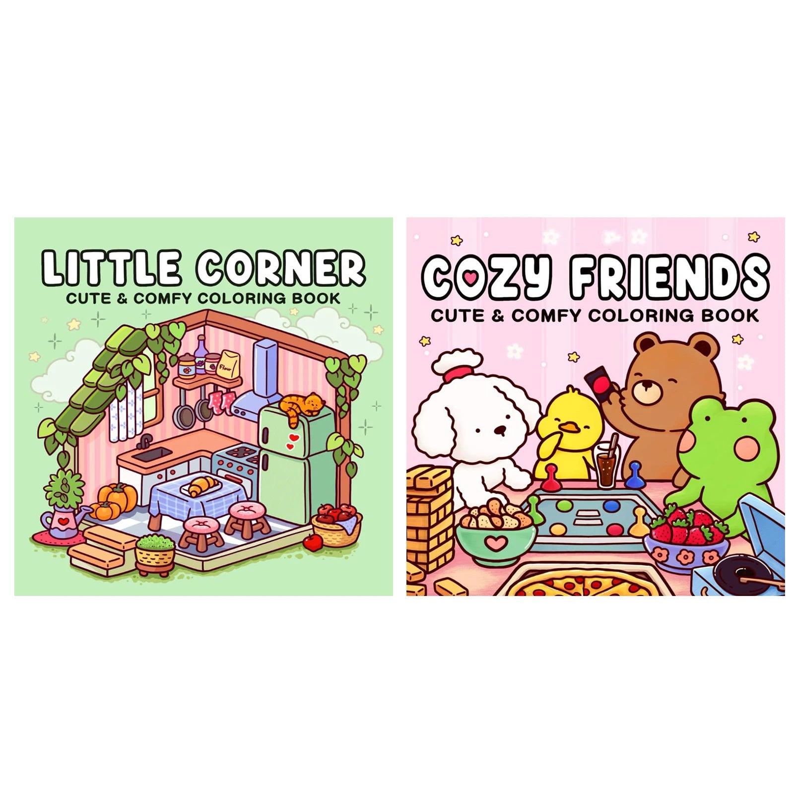 1/2Pcs Interesting Graffiti Coloring Book for Adults and Teens Featuring Adorable Creatures in Cozy Hygge Moments for Relaxation