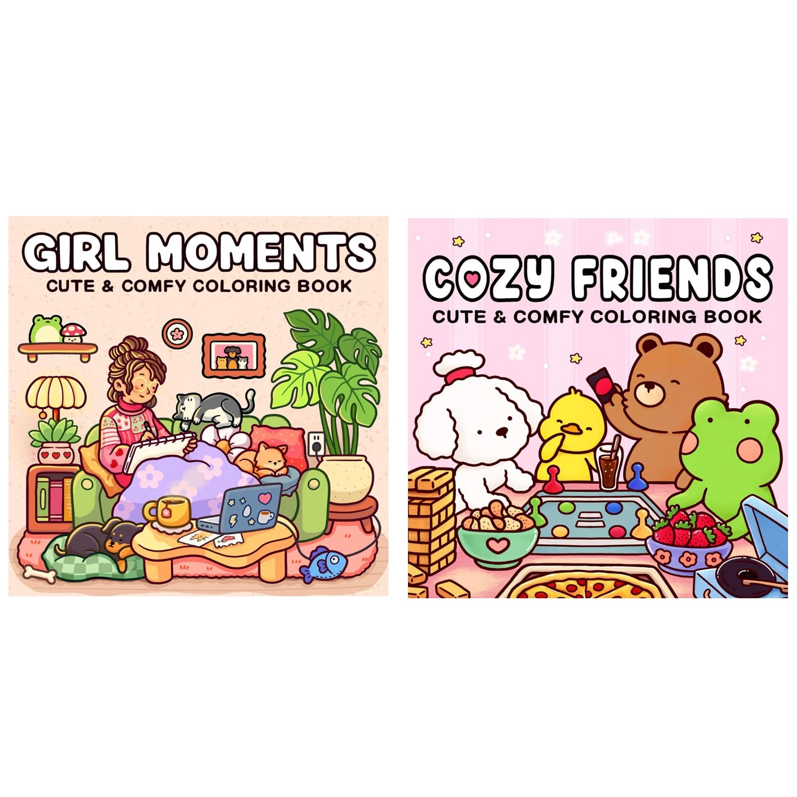 1/2Pcs Interesting Graffiti Coloring Book for Adults and Teens Featuring Adorable Creatures in Cozy Hygge Moments for Relaxation