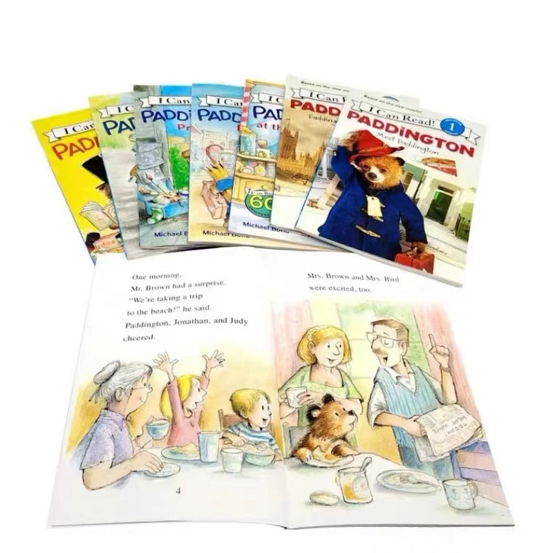 8 Books/set English Picture Book I Can Read Paddington Cartoon Storybook Kids Early Education Children's Learning Book Add Audio