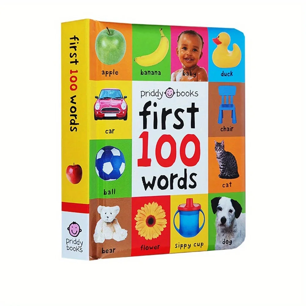 First 100 English Words Cardboard Book Language Learning Aids Vocabulary Building Bedtime Reading Learn to Read for Preschool