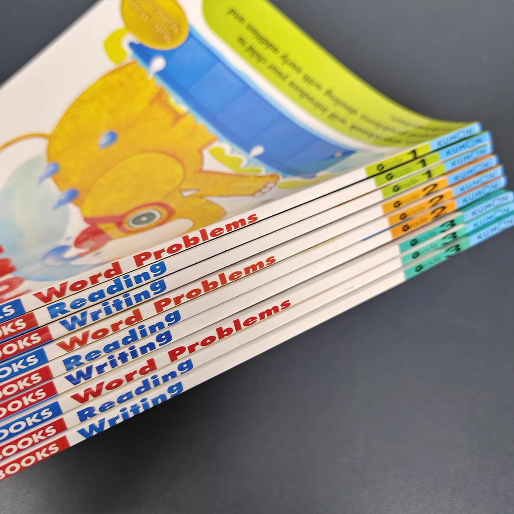 3 Book Kumon Math Workbooks in English Workbook Application Questions For Grade 1-6