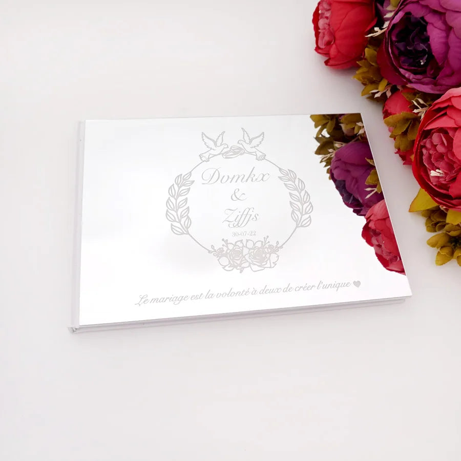 25x18cm Different Styles Personalized Unique Wedding Signature Guest Book Acrylic Mirror Cover Horizontal Book For Party Decor