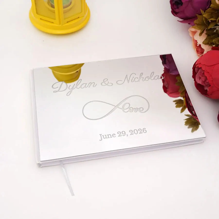 25x18cm Different Styles Personalized Unique Wedding Signature Guest Book Acrylic Mirror Cover Horizontal Book For Party Decor