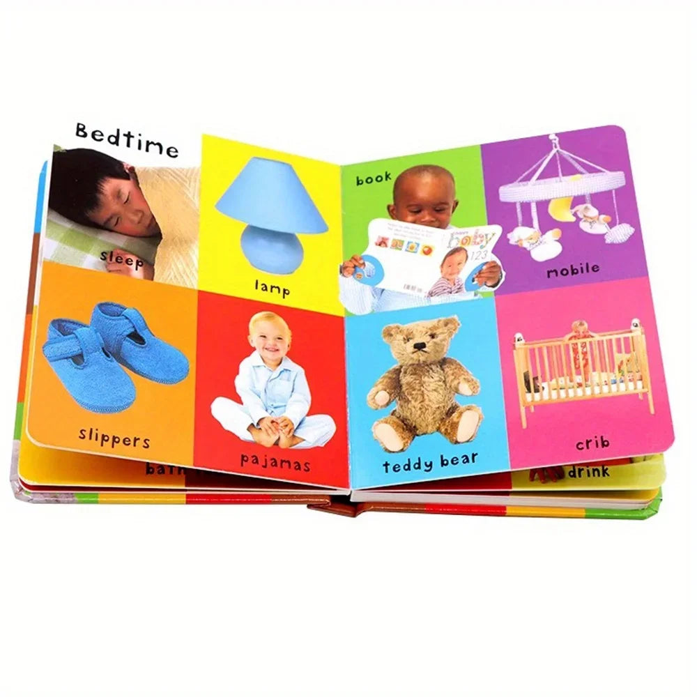 First 100 English Words Cardboard Book Language Learning Aids Vocabulary Building Bedtime Reading Learn to Read for Preschool
