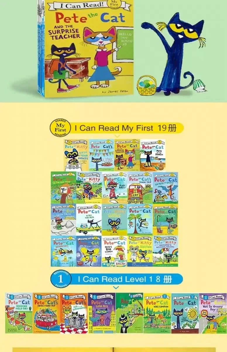 27 Books/set The Most Complete 27 Volumes, The Pete Cat Book English Picture Book, Pete The Cat I Can Read Free Audio