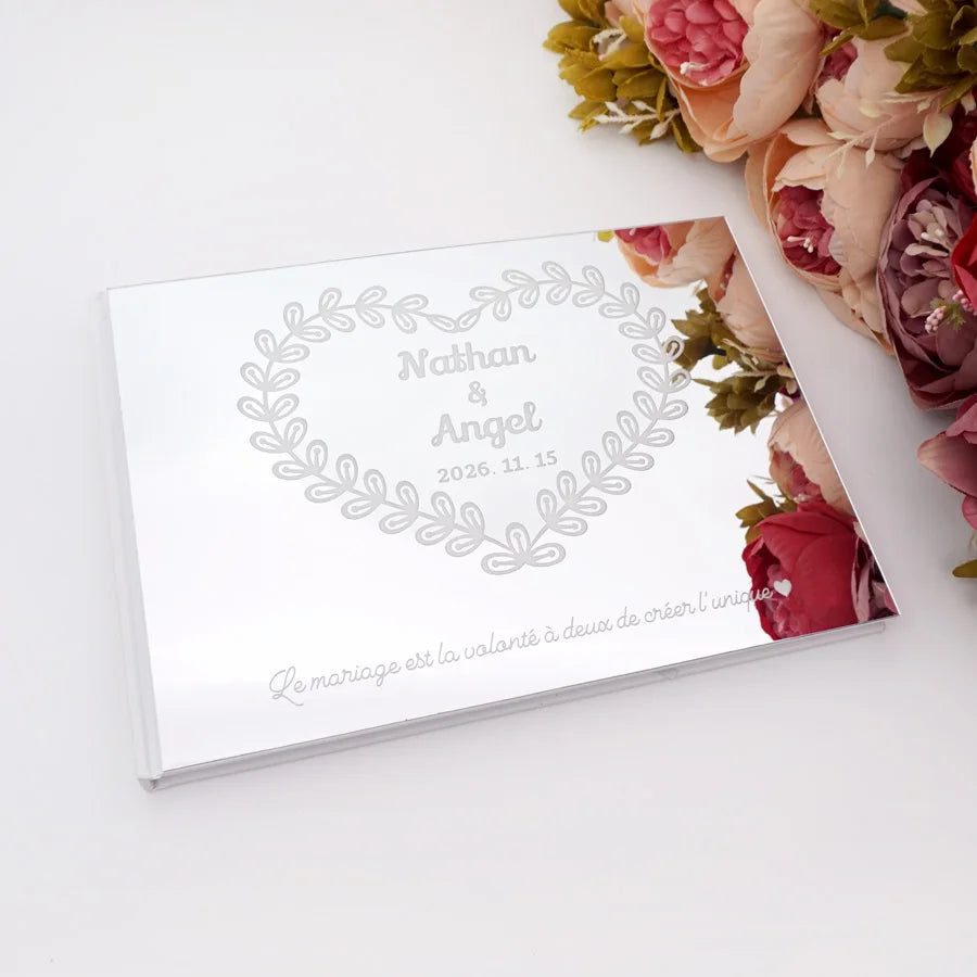25x18cm Different Styles Personalized Unique Wedding Signature Guest Book Acrylic Mirror Cover Horizontal Book For Party Decor
