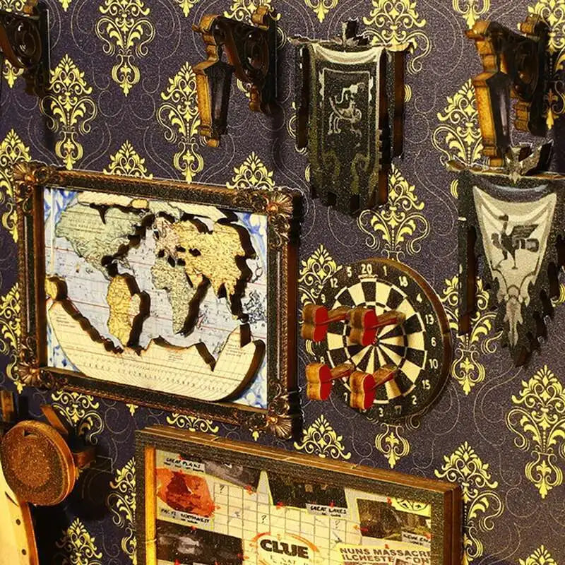 DIY Book Nook Kit Miniature Doll House With LED Light 3D Puzzle Model Building Wooden Bookshelf