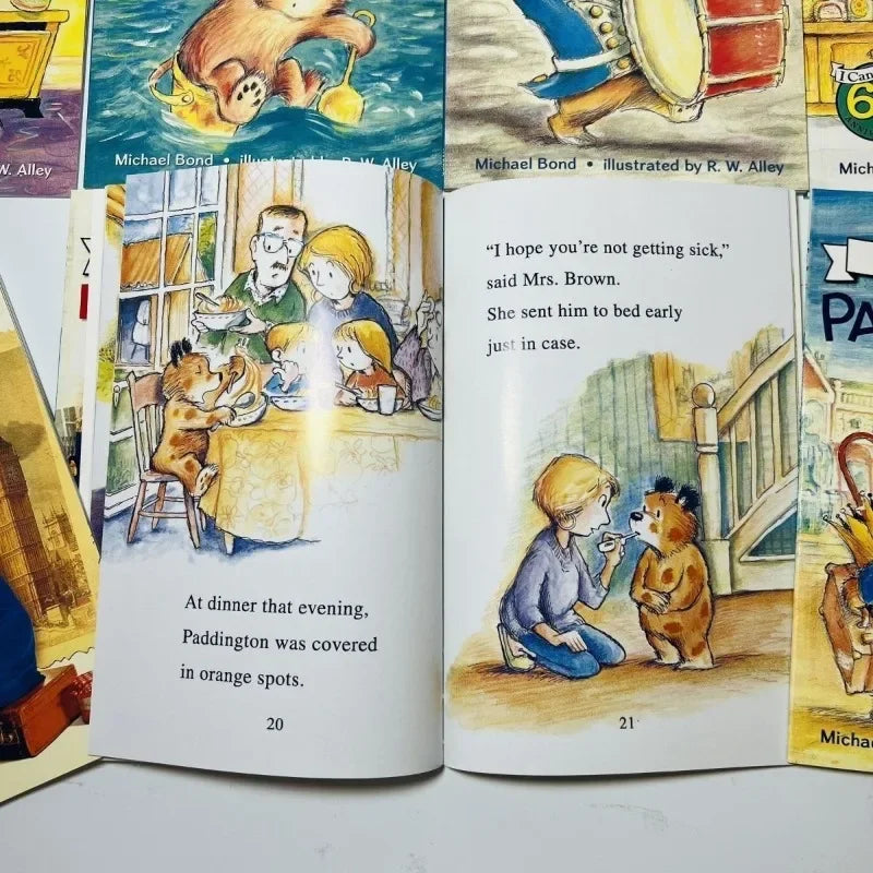8 Books/set English Picture Book I Can Read Paddington Cartoon Storybook Kids Early Education Children's Learning Book Add Audio