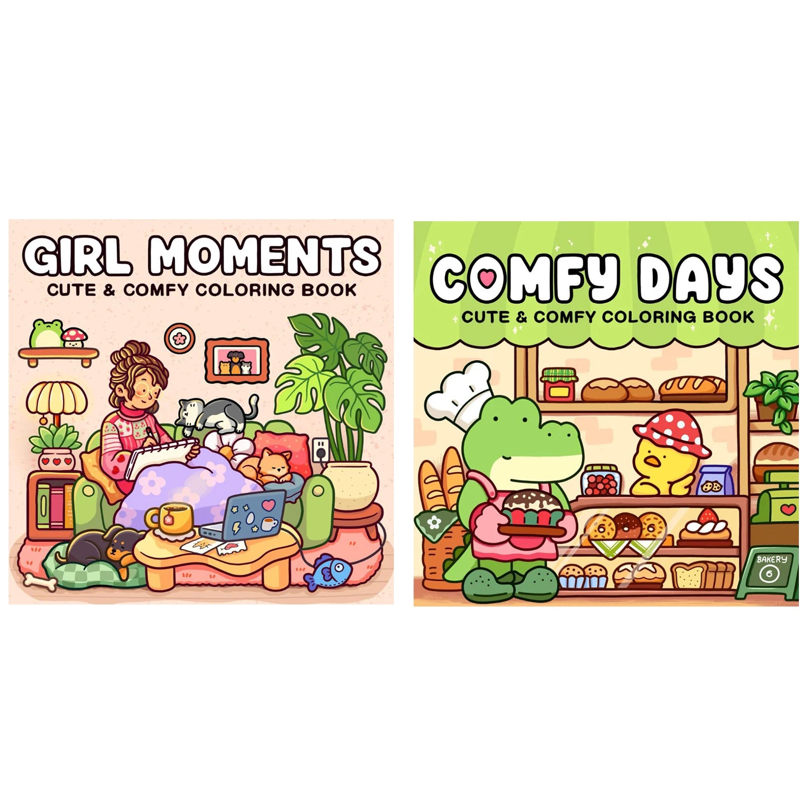 1/2Pcs Interesting Graffiti Coloring Book for Adults and Teens Featuring Adorable Creatures in Cozy Hygge Moments for Relaxation