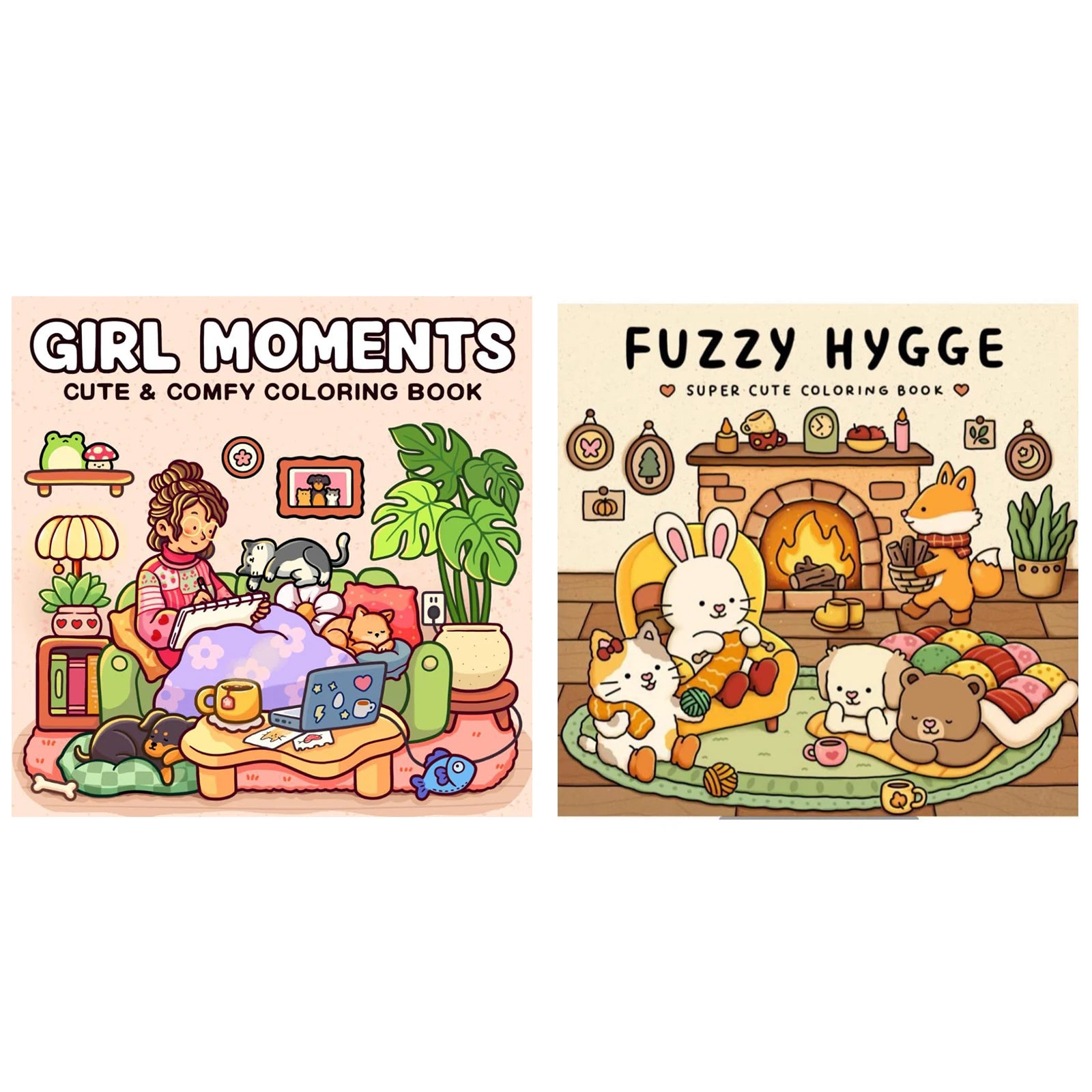 1/2Pcs Interesting Graffiti Coloring Book for Adults and Teens Featuring Adorable Creatures in Cozy Hygge Moments for Relaxation