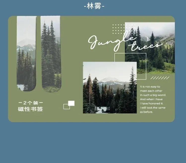 2Pcs/Set Creative Scenic Magnetic Bookmark Student Decorative Book Holder Reading Accessory Student School Home Office Supplies